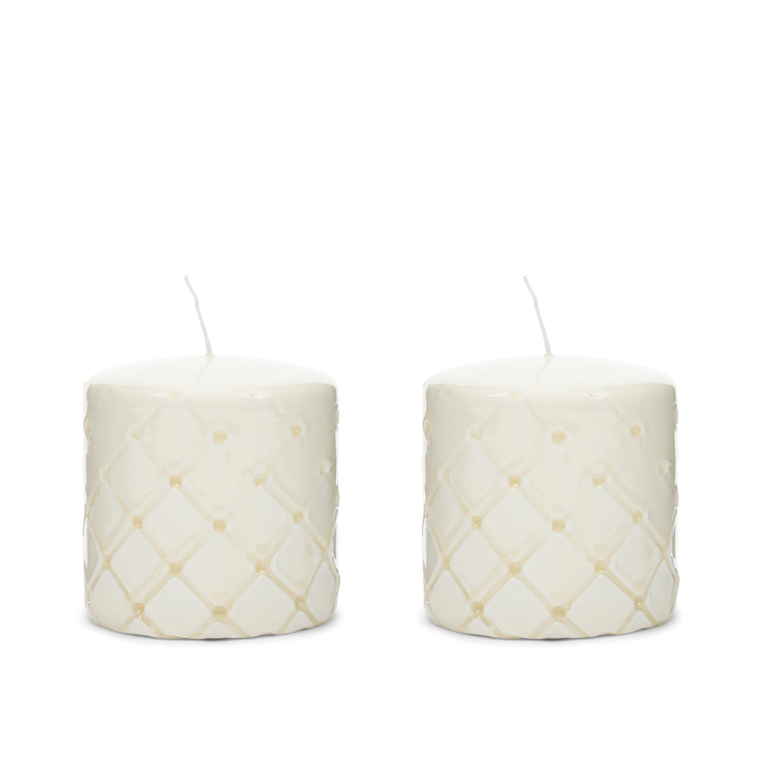 Riviera Maison stompkaarsen, Wit - Pillar Padded - 2 stuks