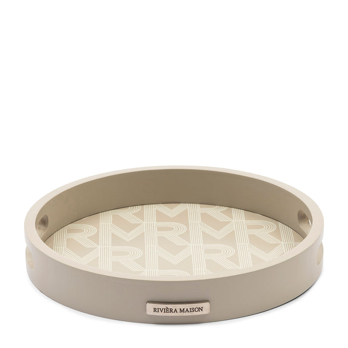 Riviera Maison Dienblad beige, Rond - RM Monogram - Hout