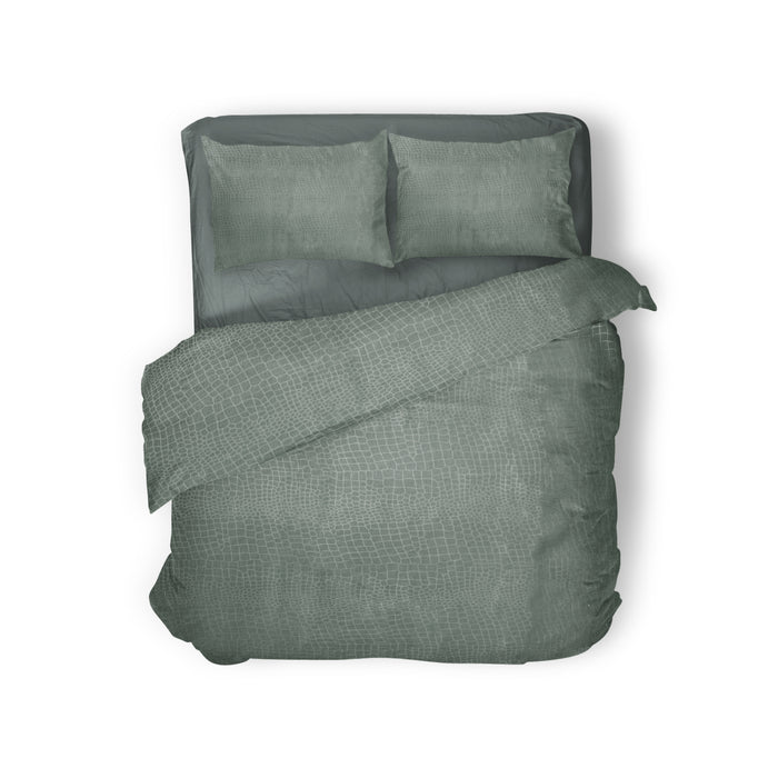 Elegance Dekbedovertrek Embossed Snake - green