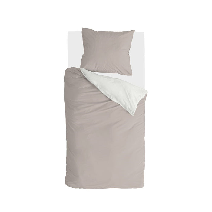 Byrklund - Dekbedovertrek Side Way - 140x220 - Zand | Wit