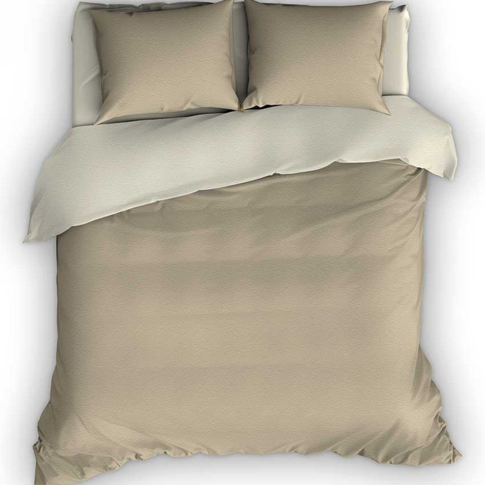 Flanellen Dekbedovertrek Comtesse Zand|Ivoor-200 x 200|220 cm