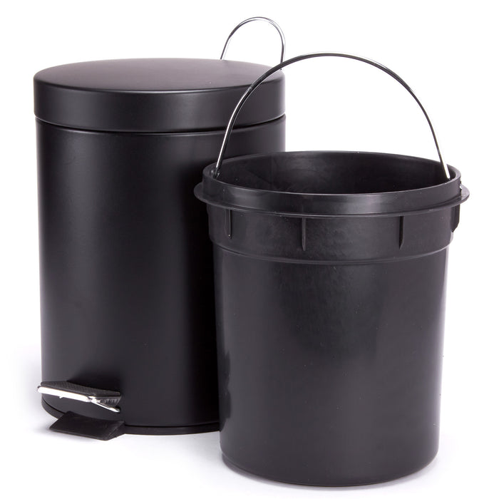 MSV badkamer|toilet pedaalemmer - zwart - 5 liter - 20 x 28 cm