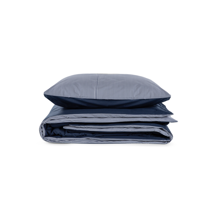 Van Morgen Overtrekset percal katoen striped deep blue 200 x 220 cm