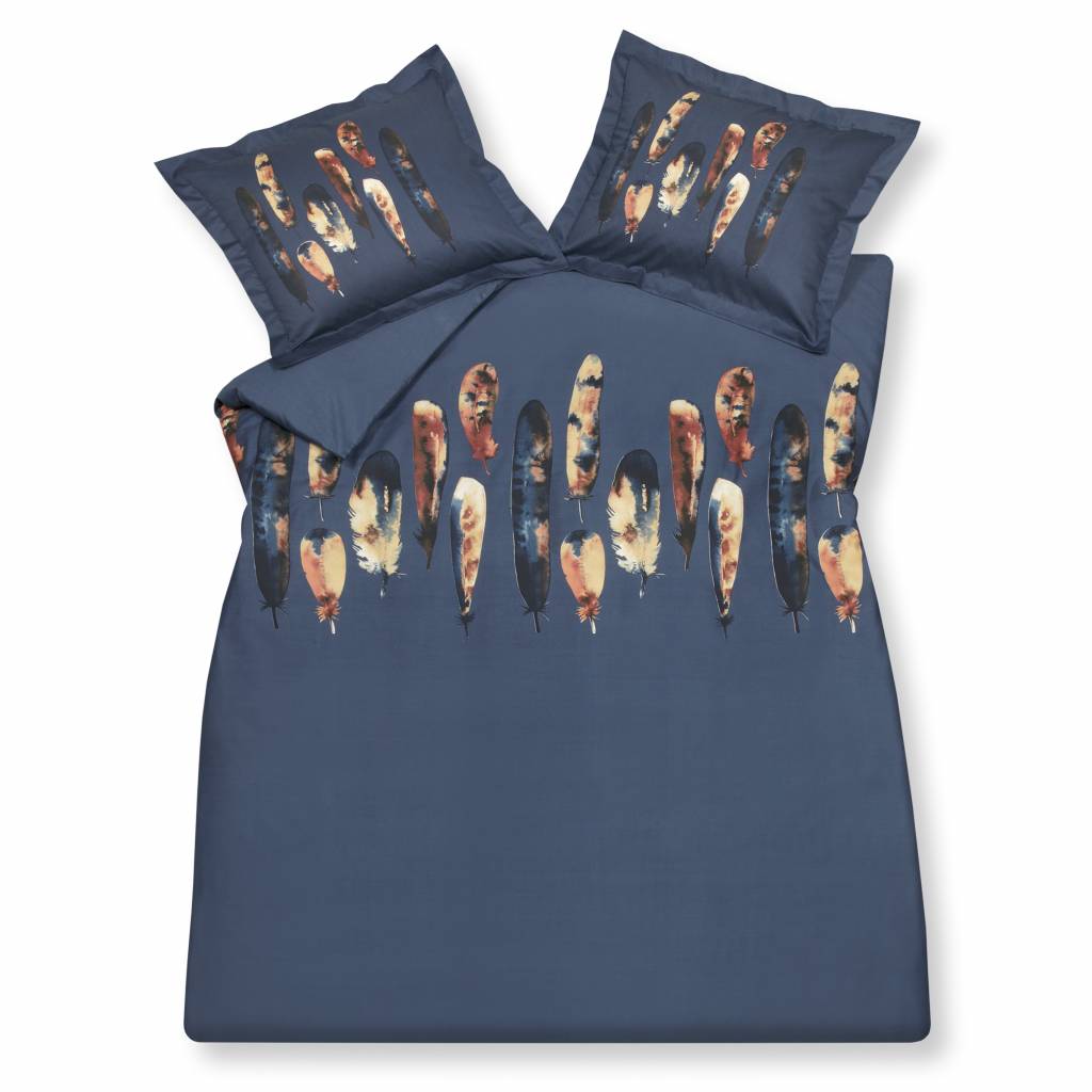 Vandyck FIERCE FEATHERS Jeans Blue dekbedovertrek 200x200|220 cm