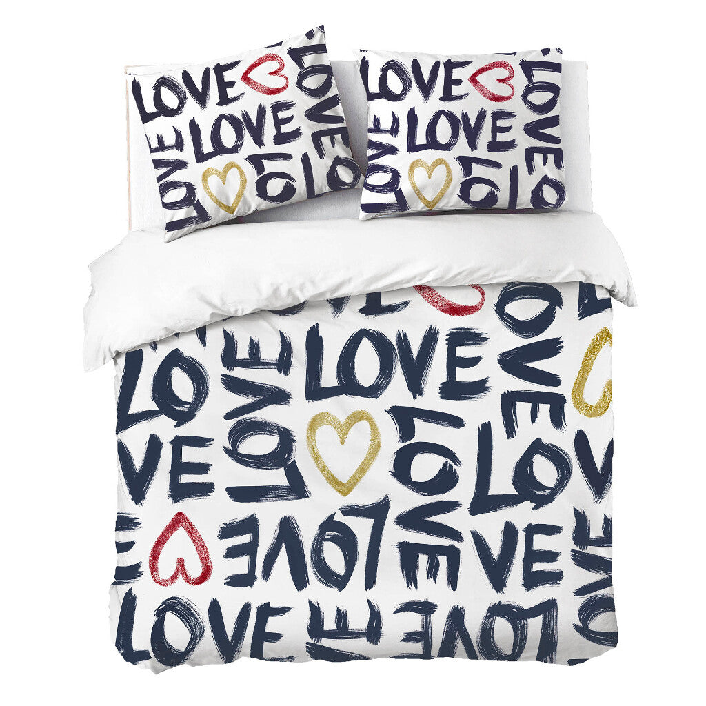 Dindi Home - Dekbedovertrek Coloured Love - 200x220 - Wit