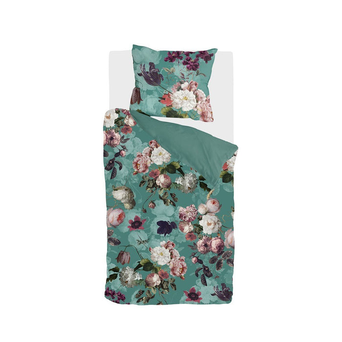 Byrklund - Dekbedovertrek Flowers United - 140x220 - Turquoise