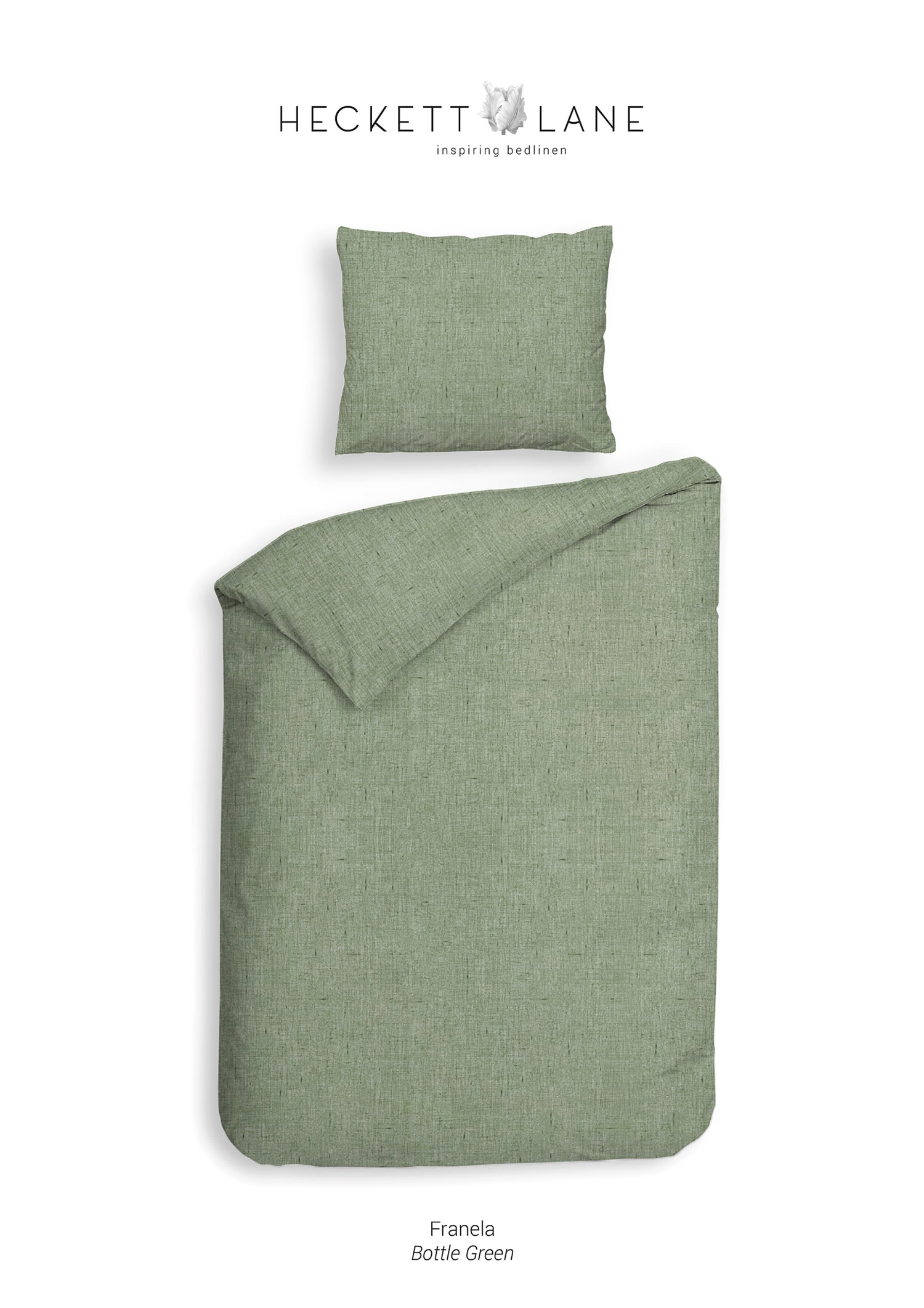 Heckett Lane Dekbedovertrek Flanel Franela - bottle green