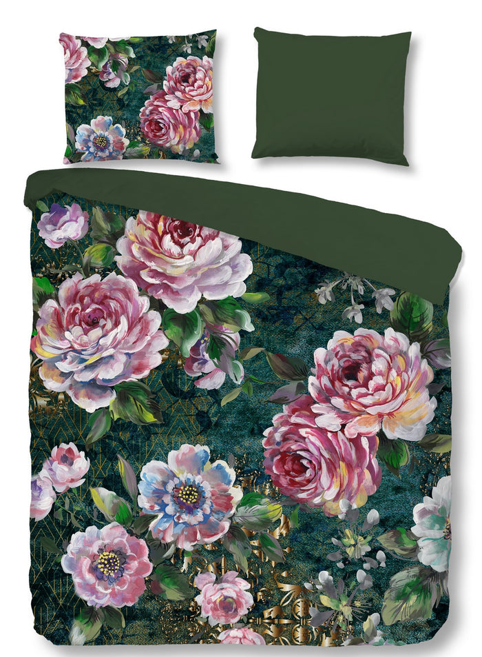 Good Morning Dekbedovertrek Katoen Fleur - green