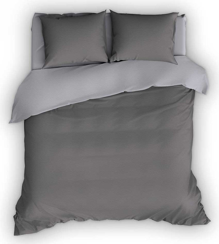 Flanellen Dekbedovertrek Comtesse Antraciet Zilver-140x200|220