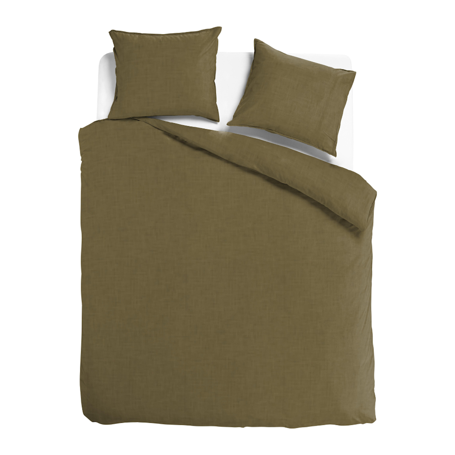 Halflinnen - Donker groen - Maat: 1-persoons (140 x 200|220 cm)