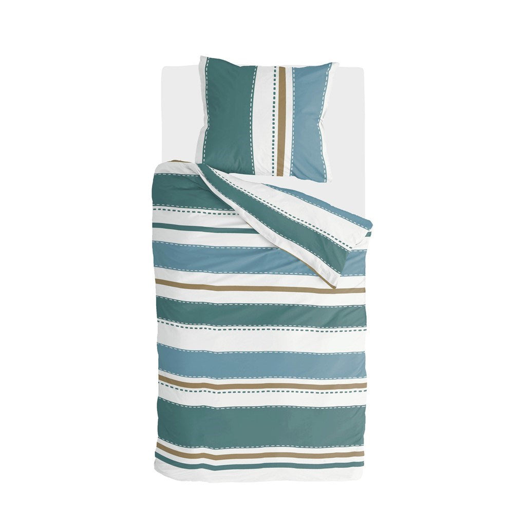 Walra - Dekbedovertrek Stripes & Stitches - 140x220 - Groen
