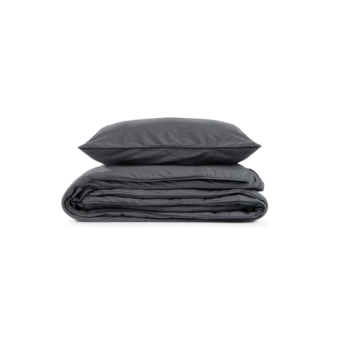 Van Morgen Overtrekset katoen satijn anthracite grey 140 x 220 cm