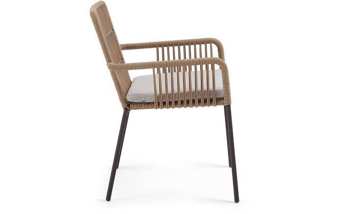 Kave Home - Samanta stoel in beige touw en gegalvaniseerde stalen