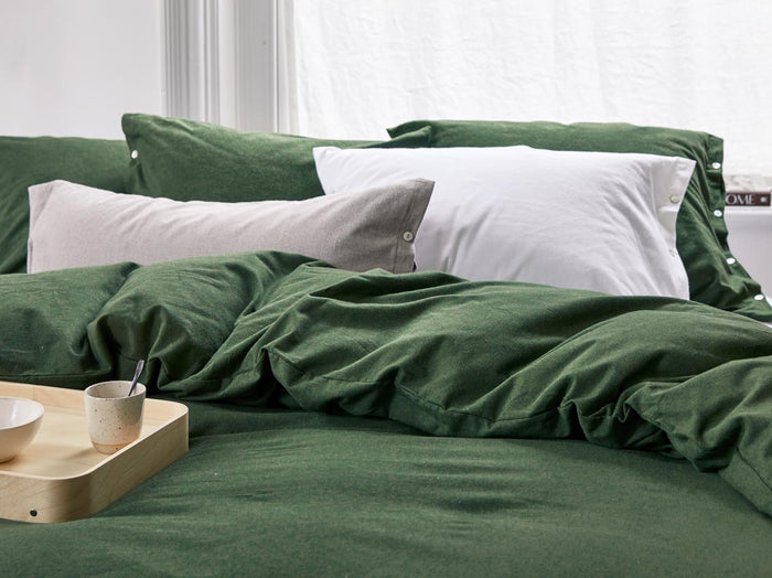 Yumeko overtrekset velvet flanel moss green 240x220 + 2|60x70