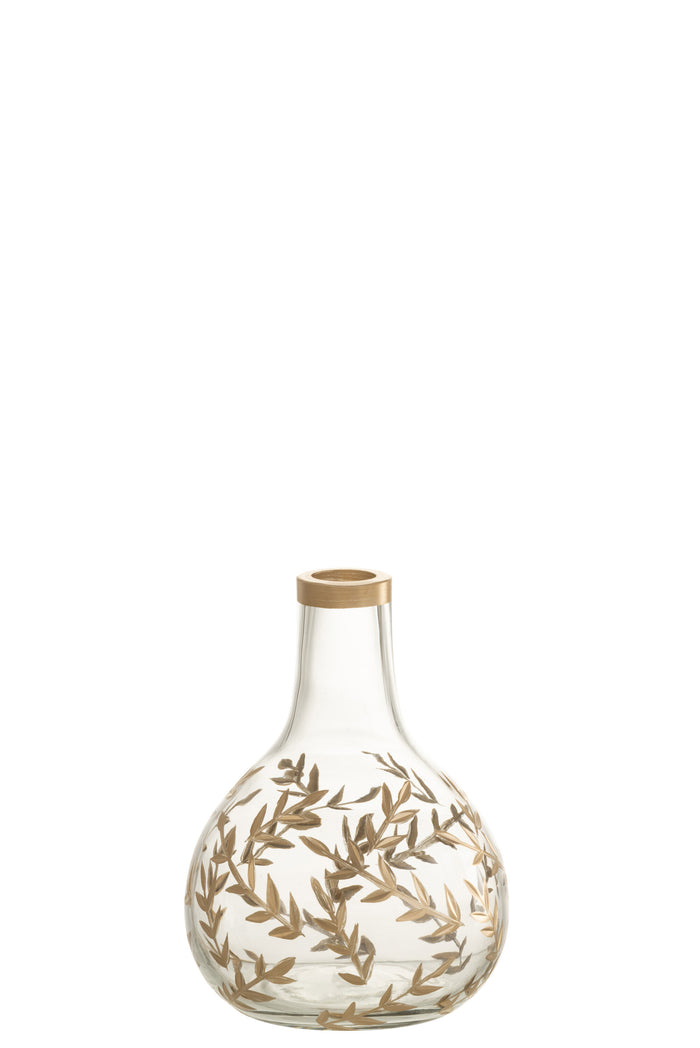 J-Line vaas Tarwe - glas - goud|transparant - Ø 11 cm