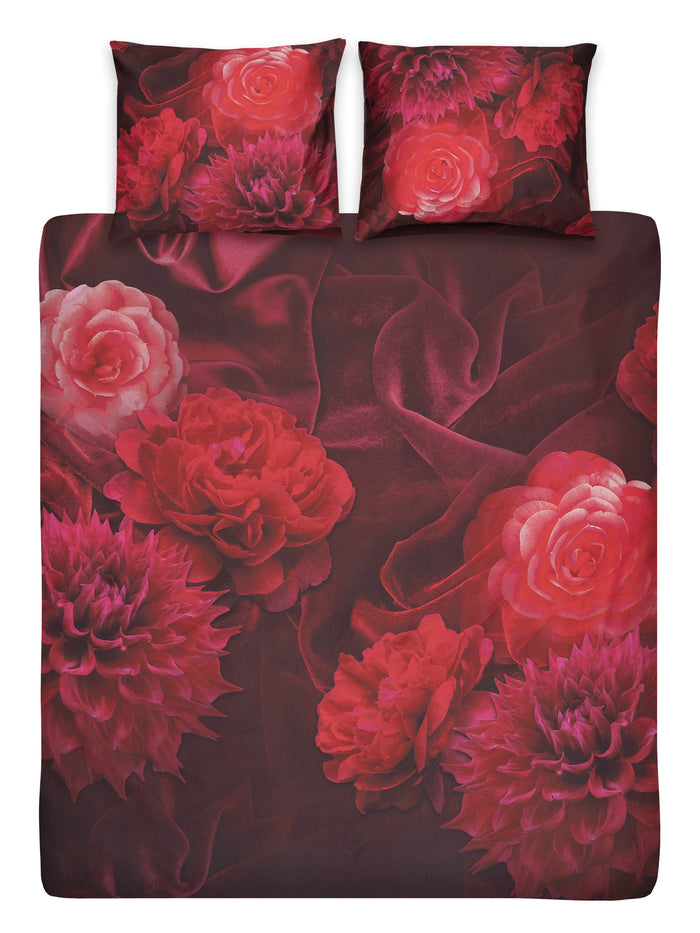 Ten Cate Katoensatijnen Dekbedovertrek - 240x200|220 - Bloem Rood