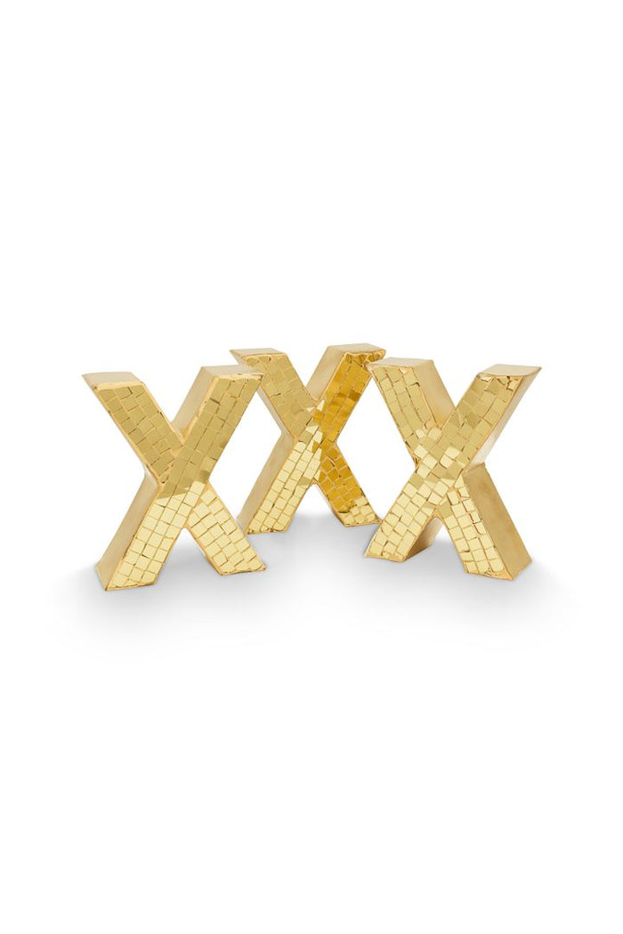 vtwonen Metal X - Kerstdecoratie - Goud - Set van 3 - 31x12,5x4,5cm