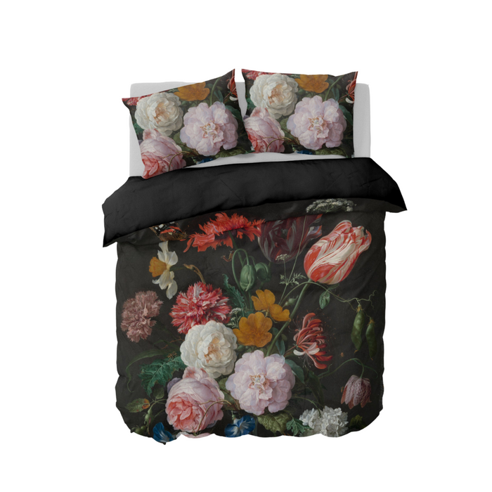 Y-NOT Stil Leven Bloemen Zwart Dekbedovertrek 200 x 240 cm