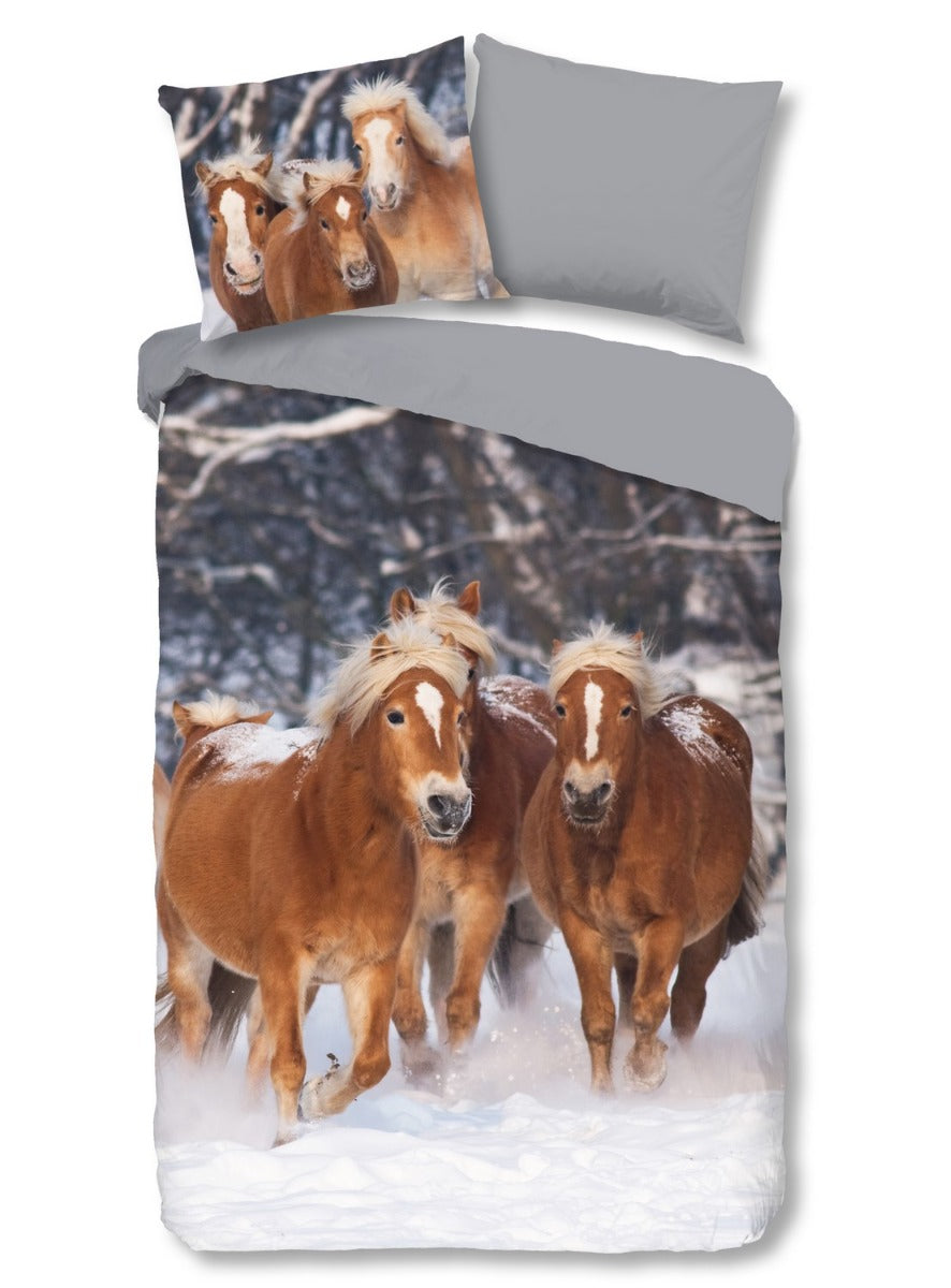Good Morning Kinder Dekbedovertrek Flanel Happy Horses - multi