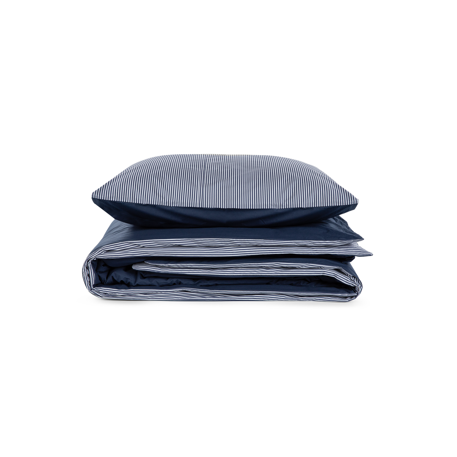 Van Morgen Overtrekset percal katoen striped deep blue 260 x 220 cm