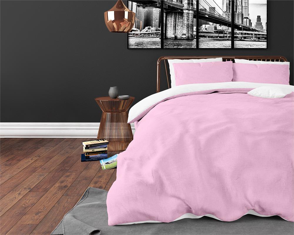 Zensation Twin Face Pink|White - Dekbedovertrek: 200 x 220