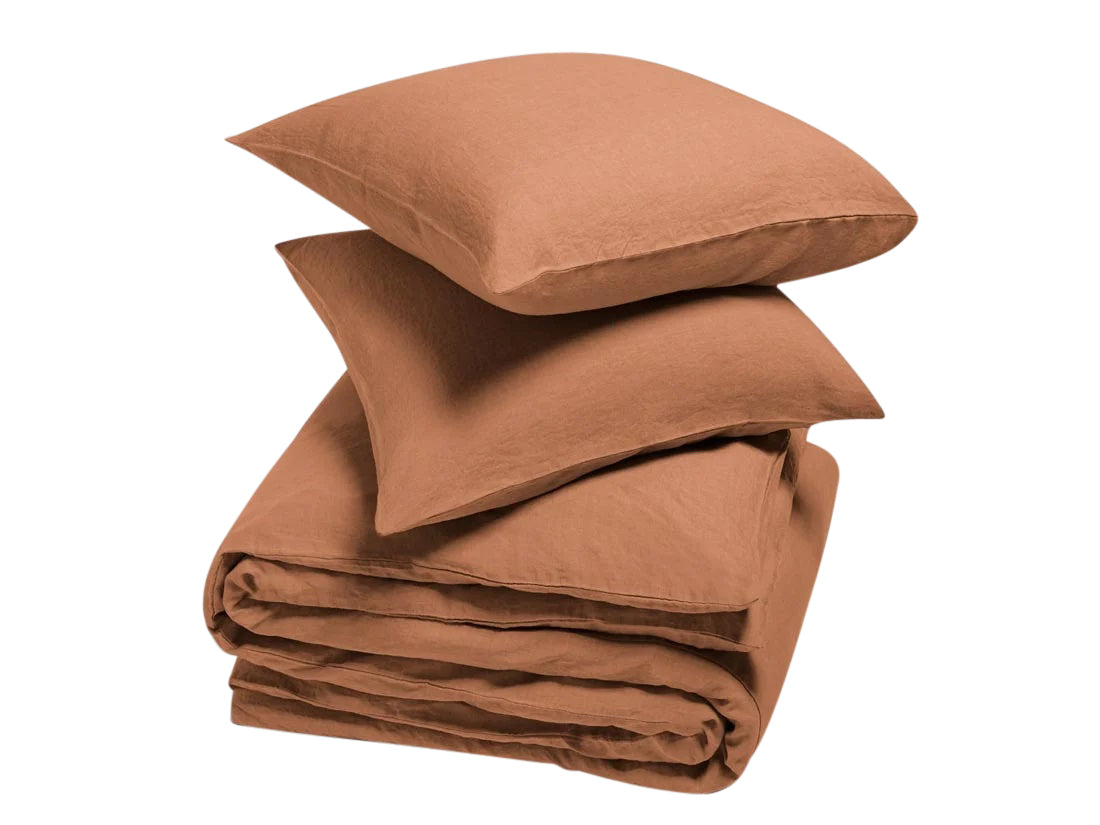 Yumeko overtrekset gewassen linnen terracotta 240x220 + 2|60x70