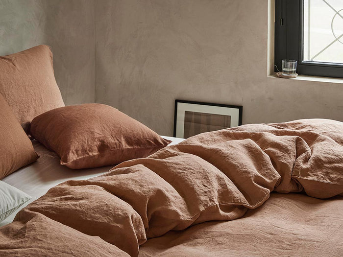 Yumeko overtrekset gewassen linnen terracotta 240x220 + 2|60x70