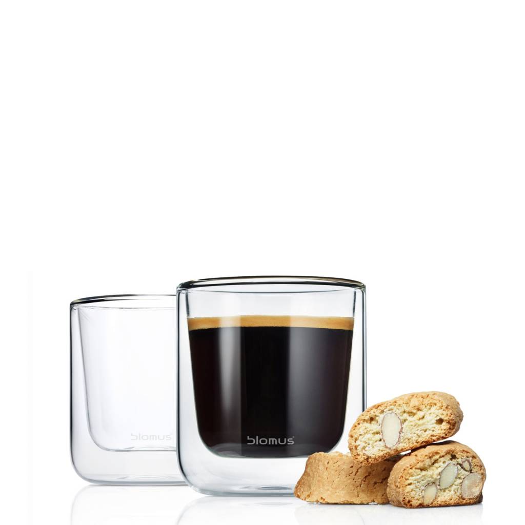 Blomus Dubbelwandig glas NERO koffie (set|4 stuks)