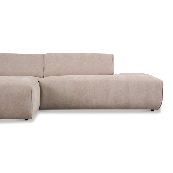 by fonQ Stretch Hoekbank met Chaise Longue Links - Beige