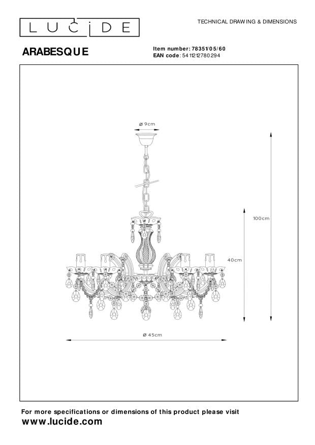 Lucide ARABESQUE Kroonluchter - Transparant