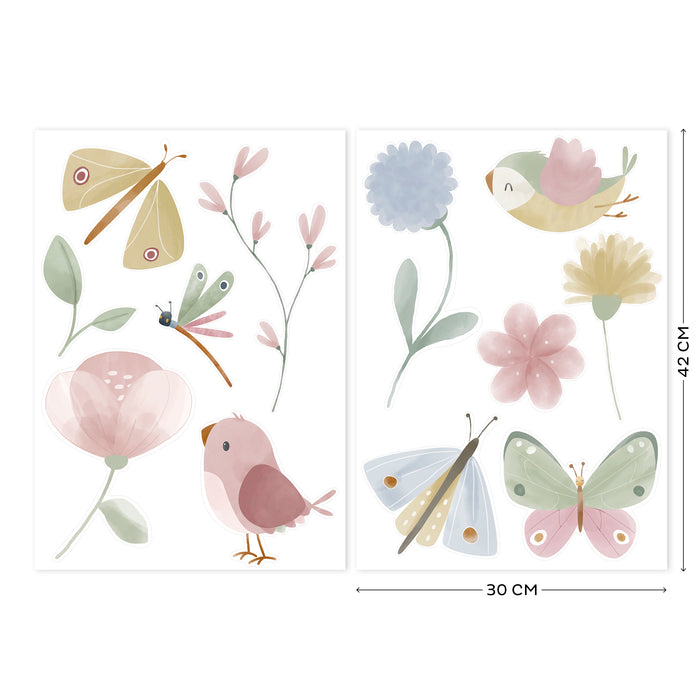 Little Dutch Flowers & Butterflies Muurstickers - 42x30cm - Bloemen
