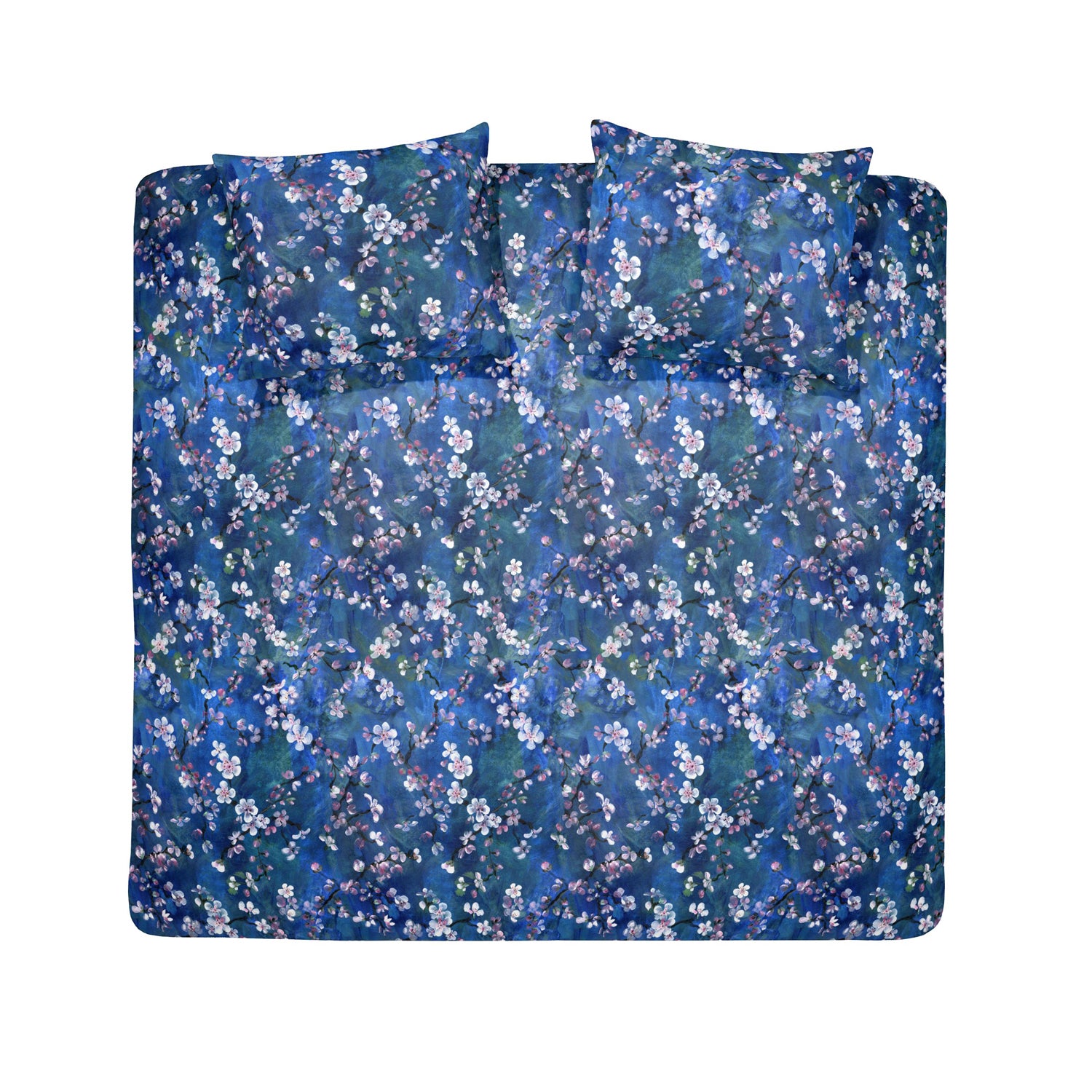 Damai dekbedovertrek Katoen - 240x200|220cm - Blauw bloessem dessin