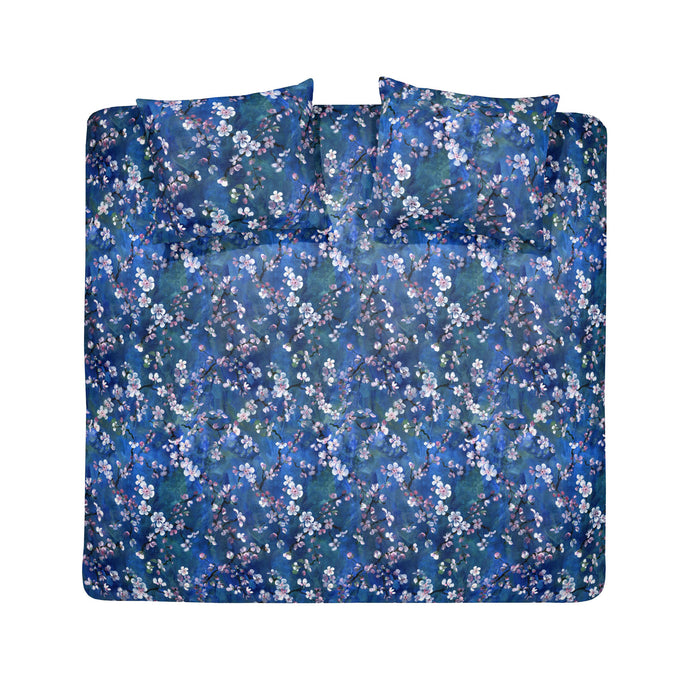 Damai dekbedovertrek Katoen - 240x200|220cm - Blauw bloessem dessin