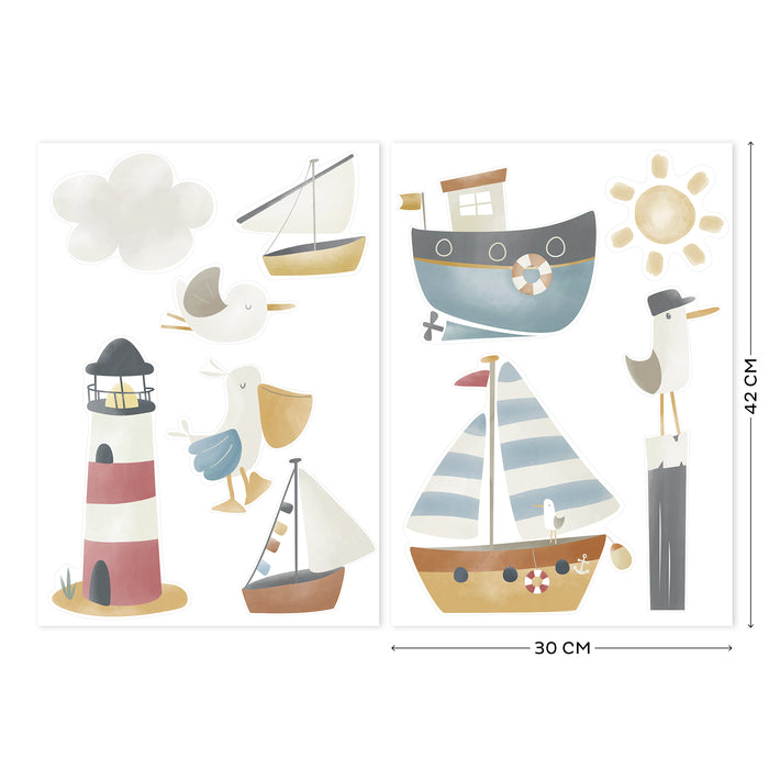 Little Dutch Sailors Bay Muurstickers - 42x30cm - boten en Vogels