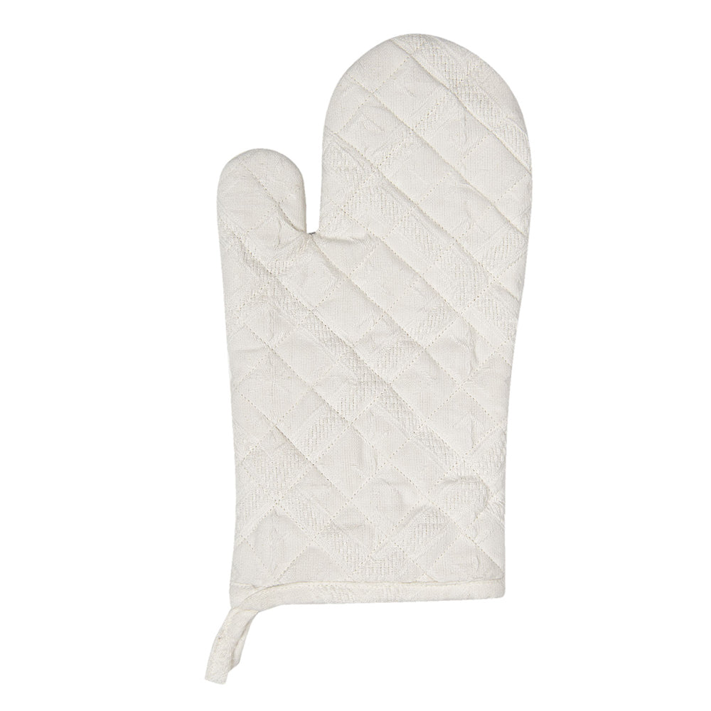 Clayre & Eef Ovenwant 16*30 cm Wit Katoen Ovenhandschoen Cadeau voor