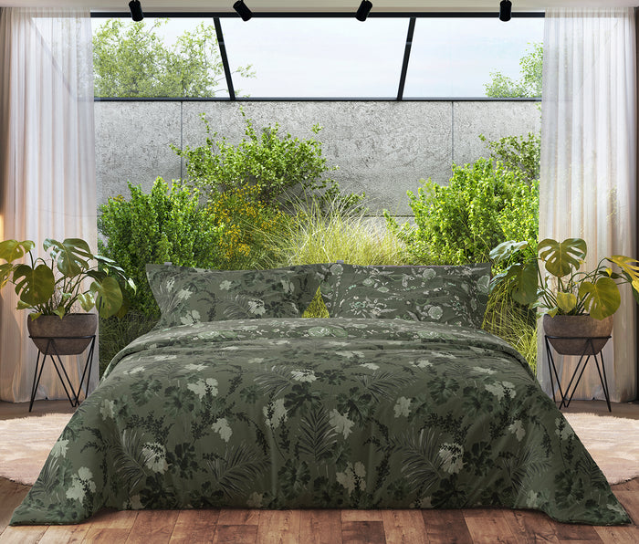 LINNICK Dekbedovertrek katoen Forest - green