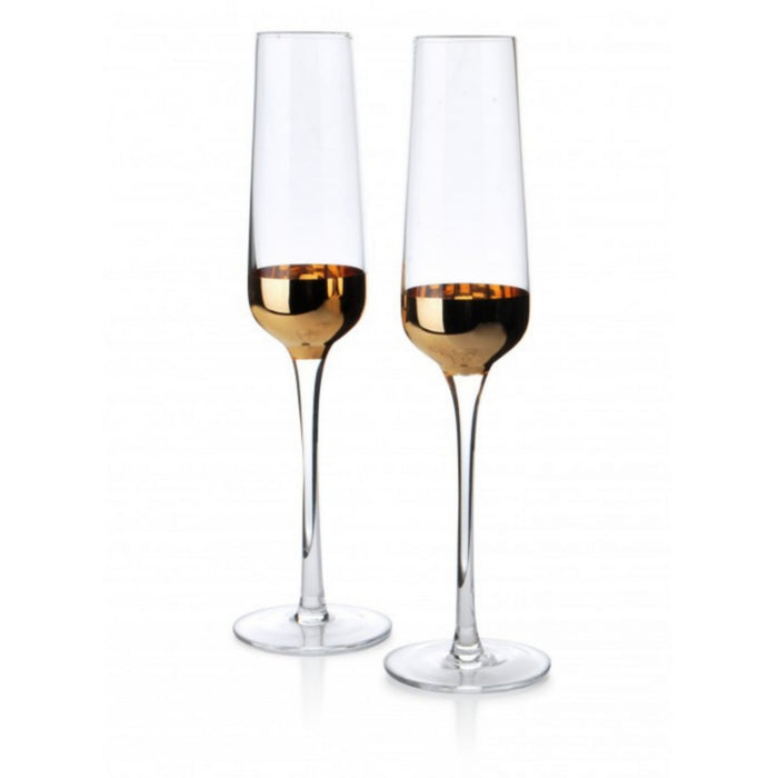 CASA DI ELTURO Set van 2 - Champagne glas Glam - Goud -190ML