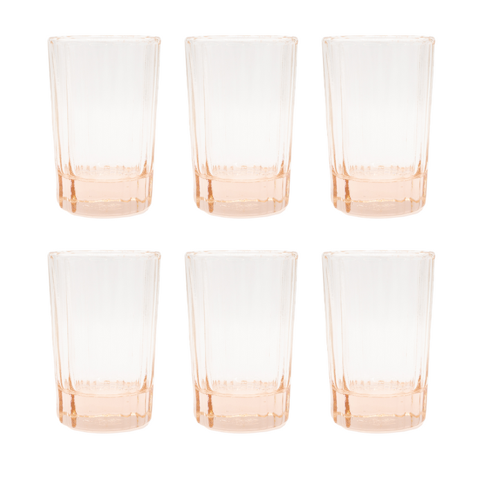 Brût Homeware, Set van 6 Water | Sap Glas 20 CL, zacht roze