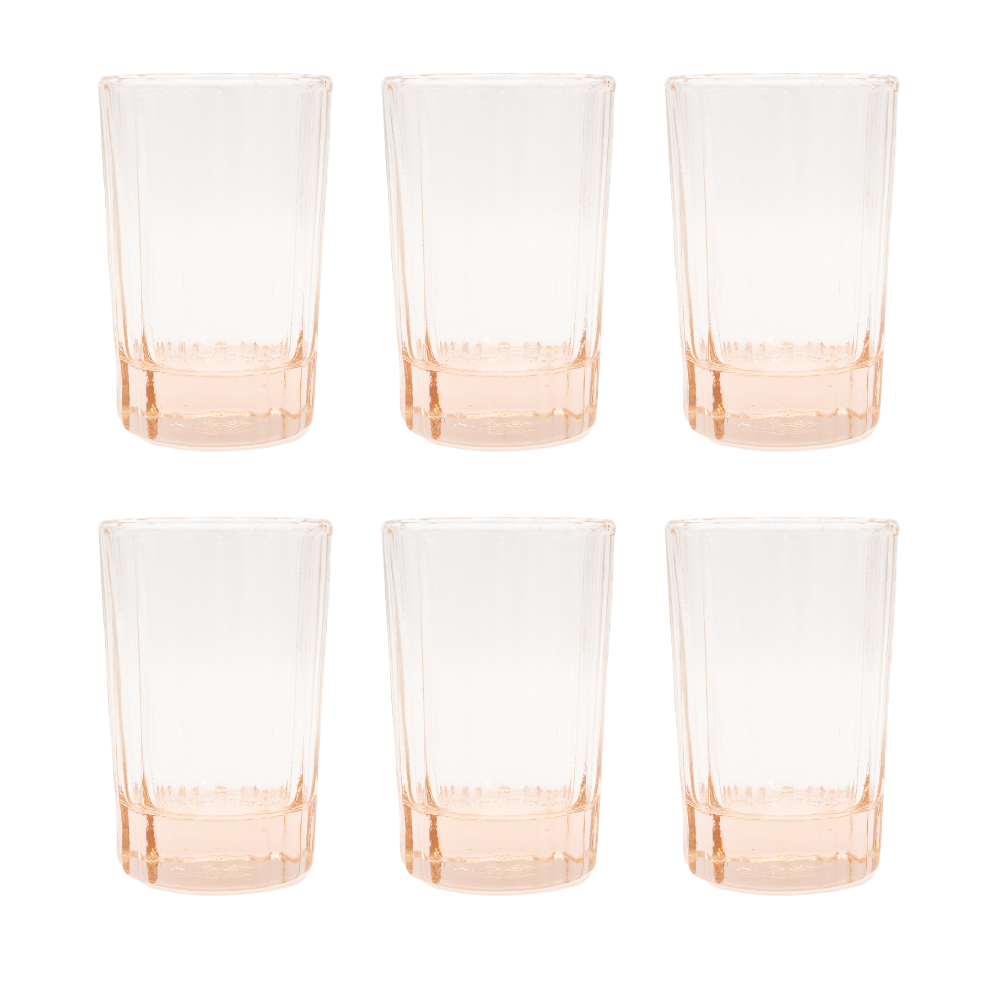 Brût Homeware, Set van 6 Water | Sap Glas 20 CL, zacht roze