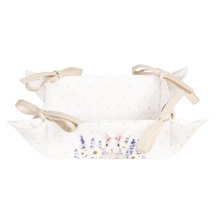 Clayre & Eef Broodmand  35x35x8 cm Wit Roze Katoen Vierkant Lavendel