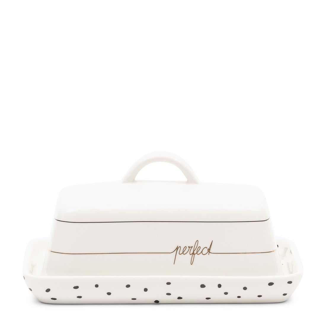 Riviera Maison Dots & Stripes Perfect Butter Dish -  18.0x12.5x9.0 cm