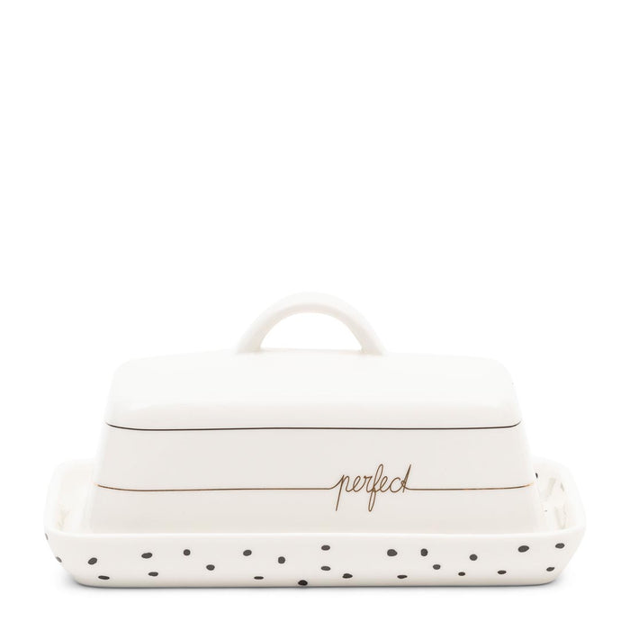 Riviera Maison Dots & Stripes Perfect Butter Dish -  18.0x12.5x9.0 cm