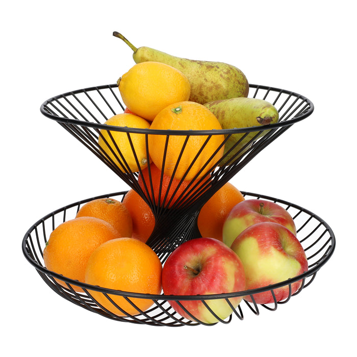 QUVIO Fruitmand 2 laags - Metaal - Zwart