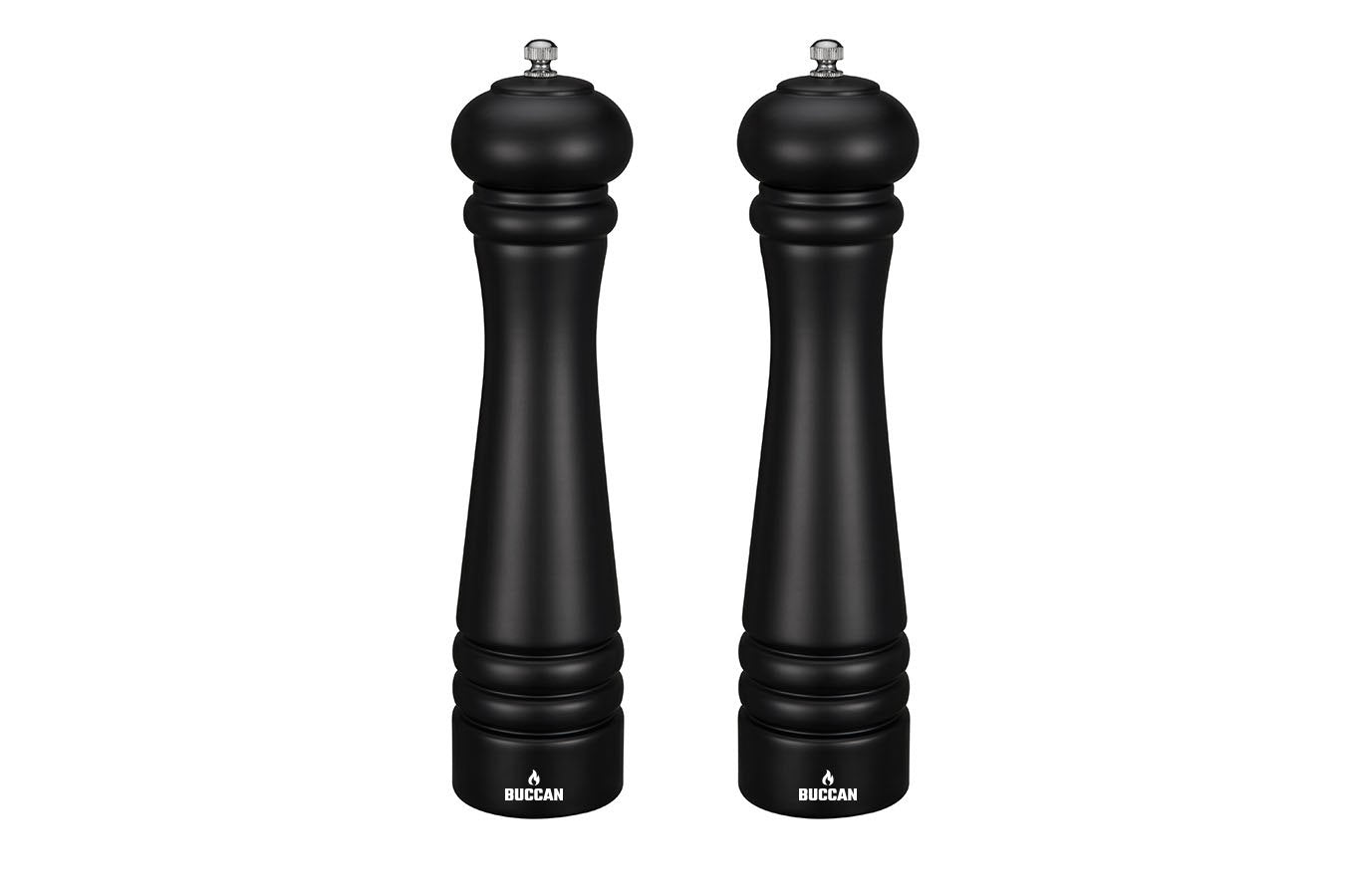 Buccan - Houten peper en zoutmolen - Zwart - 2 stuks