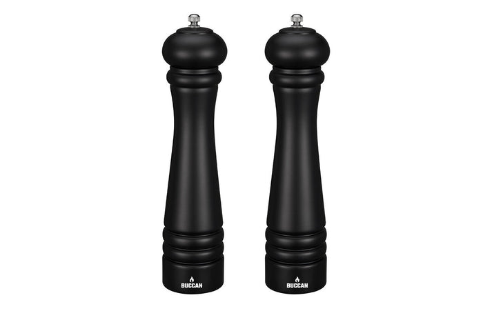 Buccan - Houten peper en zoutmolen - Zwart - 2 stuks