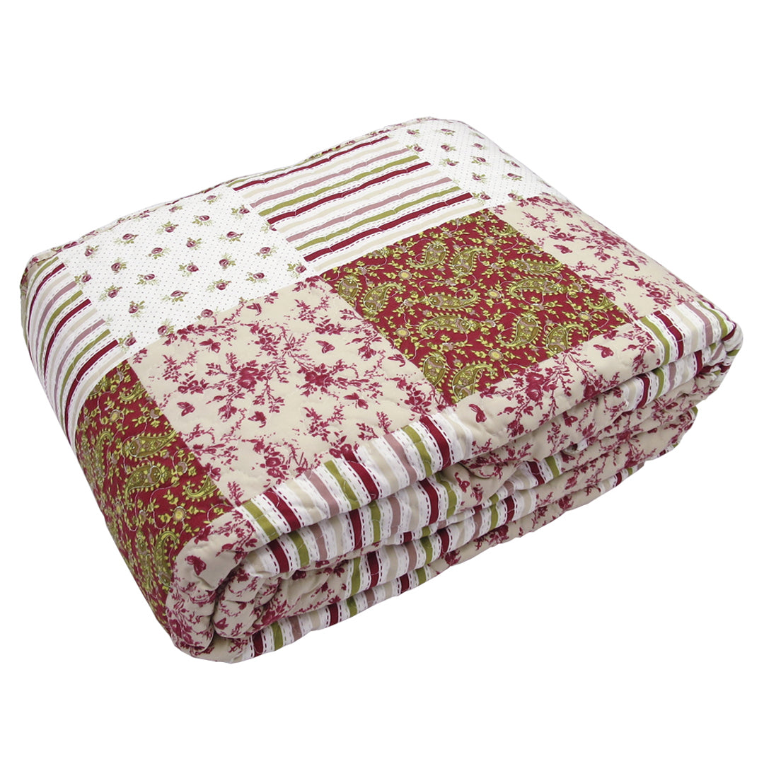 Lavandoux - Bedsprei|Quilt - Paisley Delight Bordeaux - 2-persoons