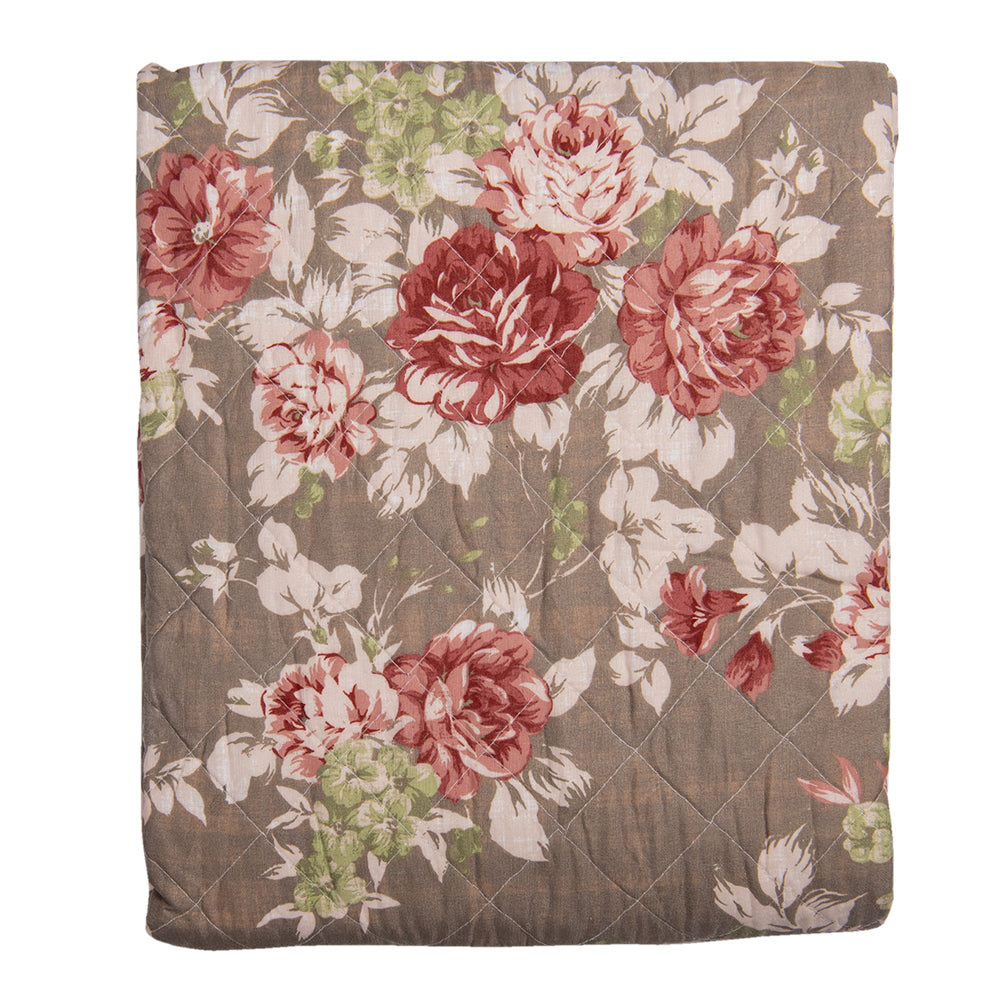 Clayre & Eef Bedsprei 2-persoons Bruin Rood Polyester Rechthoek