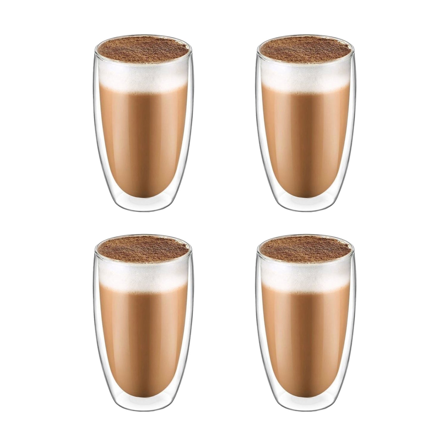 Krumble Latte Macchiato glas dubbelwandig 400ml - set van 4