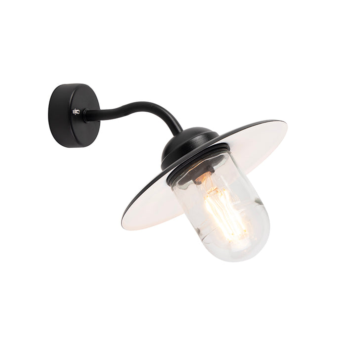 QAZQA Buitenwandlamp zwart met glas IP44 - Munich