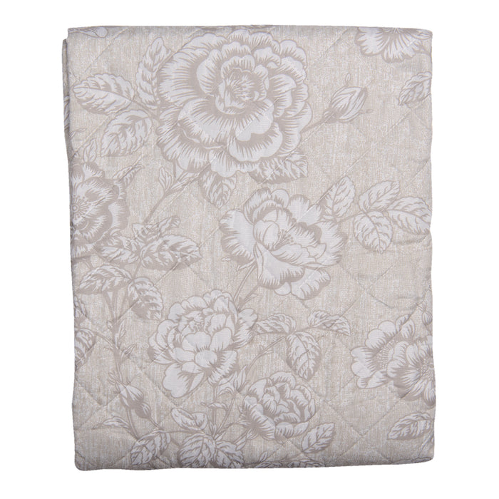 Clayre & Eef Bedsprei 2-persoons Beige Wit Polyester Rechthoek Bloemen
